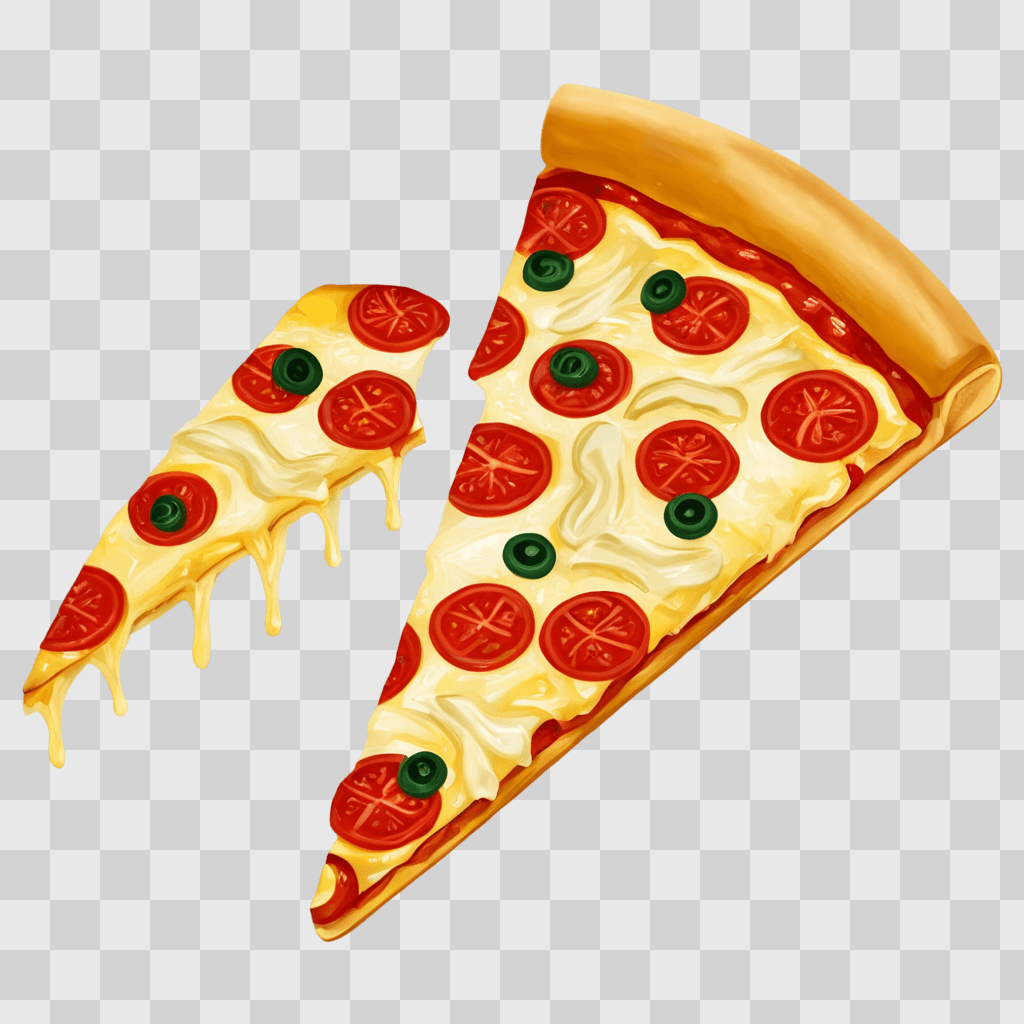 slice of pizza clipart Pizza slice with olives and tomatoes on a brown background