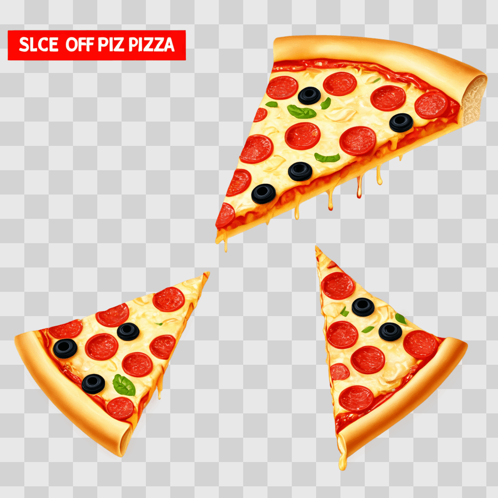 slice of pizza clipart Slice of pizza with black olives and red pepperoni