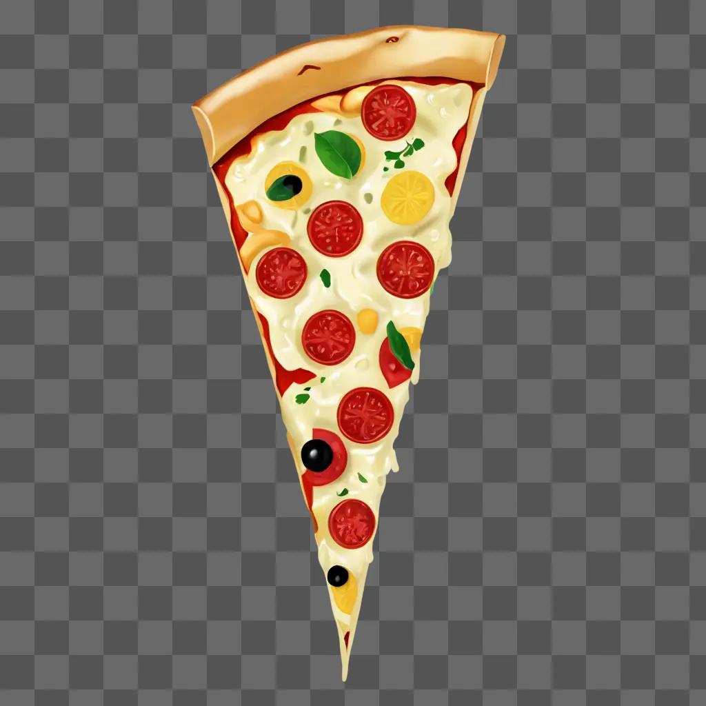 slice of pizza clipart Slice of pizza with toppings on a beige background