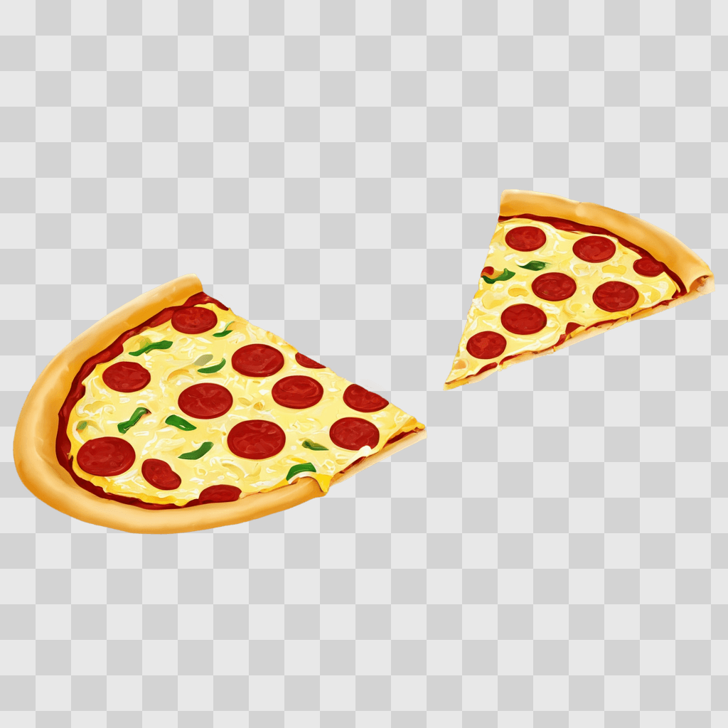 slice of pizza clipart Two slices of pizza on a beige background