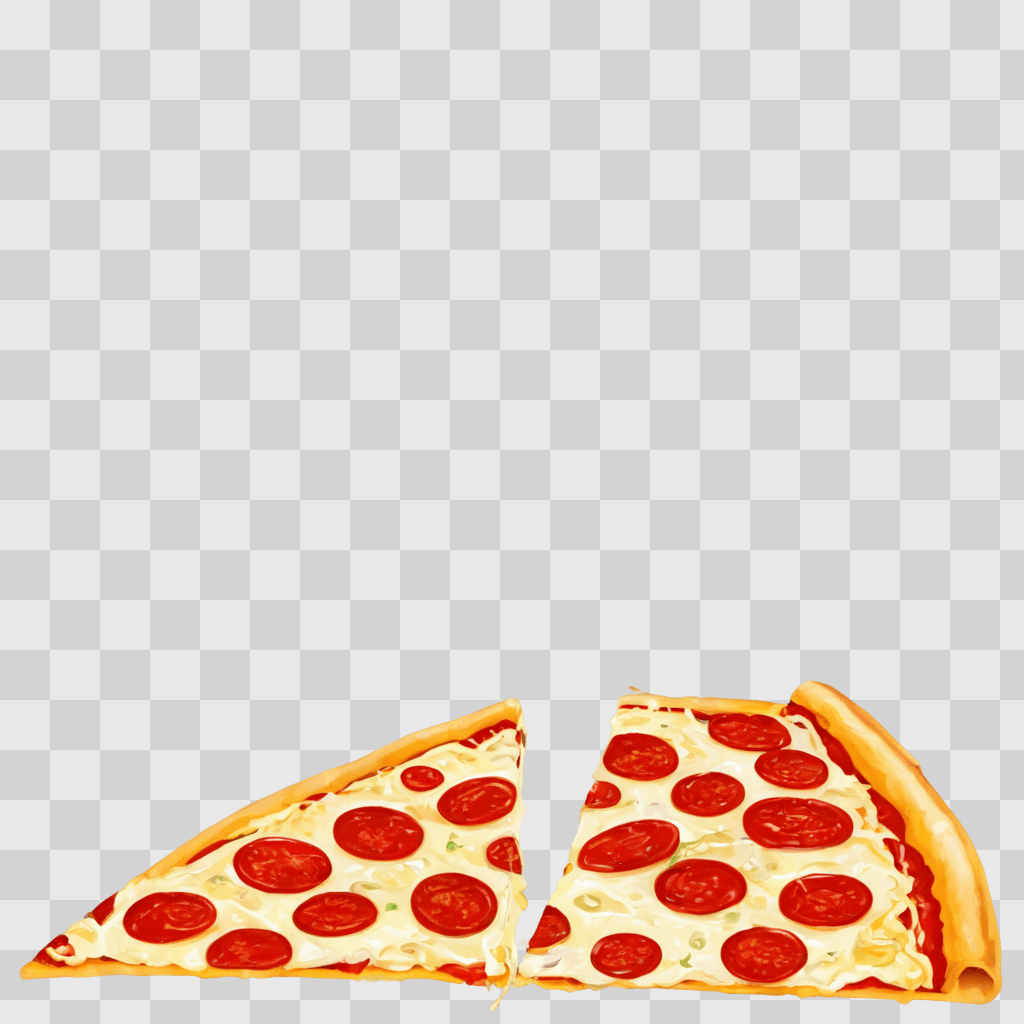 slice of pizza clipart Two slices of pizza on a light orange background