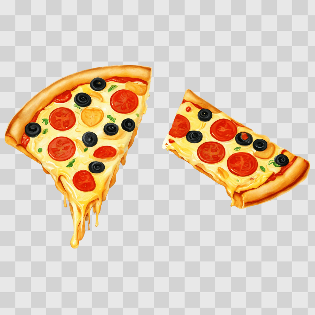 slice of pizza clipart Two slices of pizza with olives and pepperoni