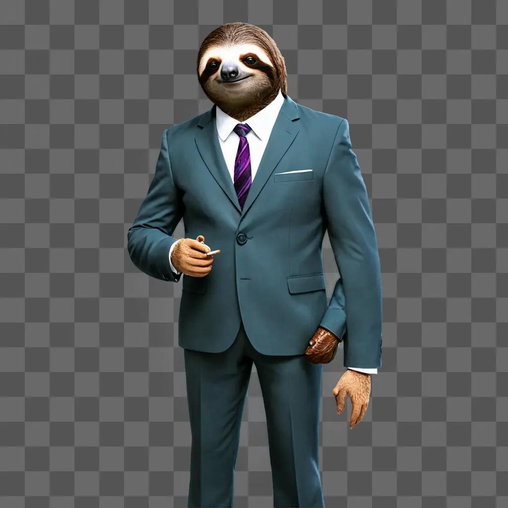 sloth cartoon Sloth dressed as a businessman posing for a photo