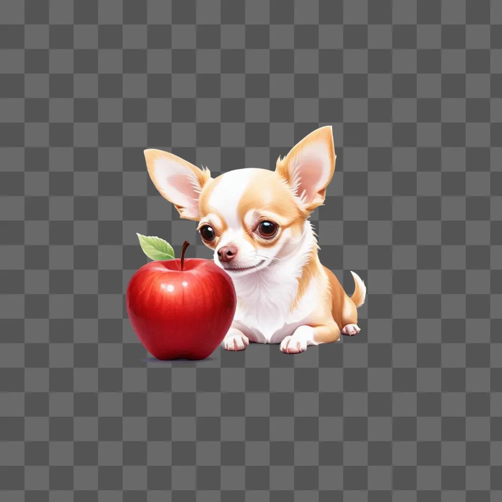 small Chihuahua sitting next to an apple head