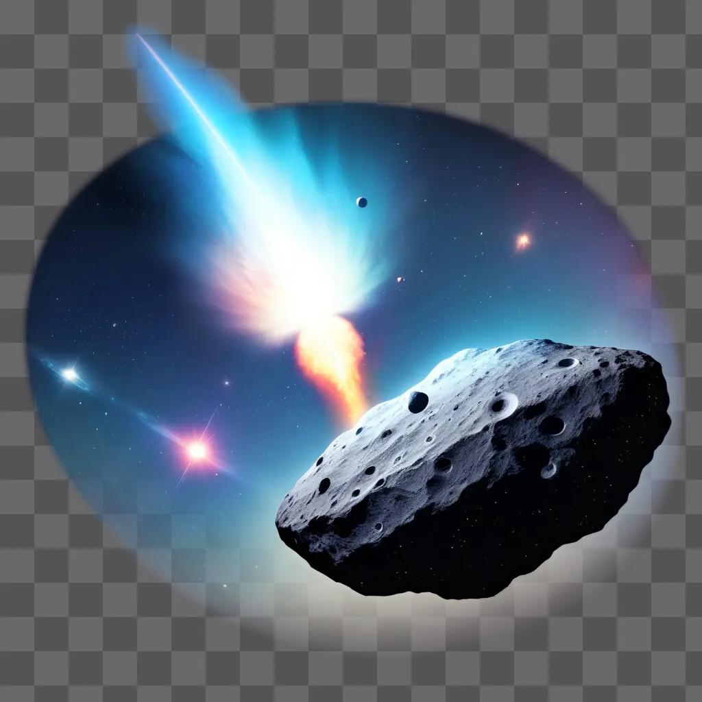 small asteroid is being hit by a fireball