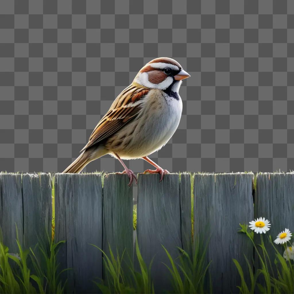 small bird sitting on a wooden fence post