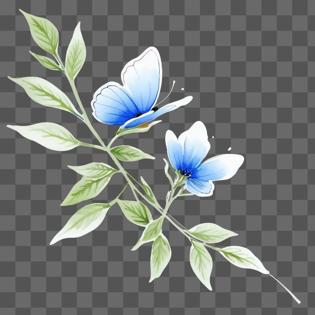 small blue flower is drawn on a white background