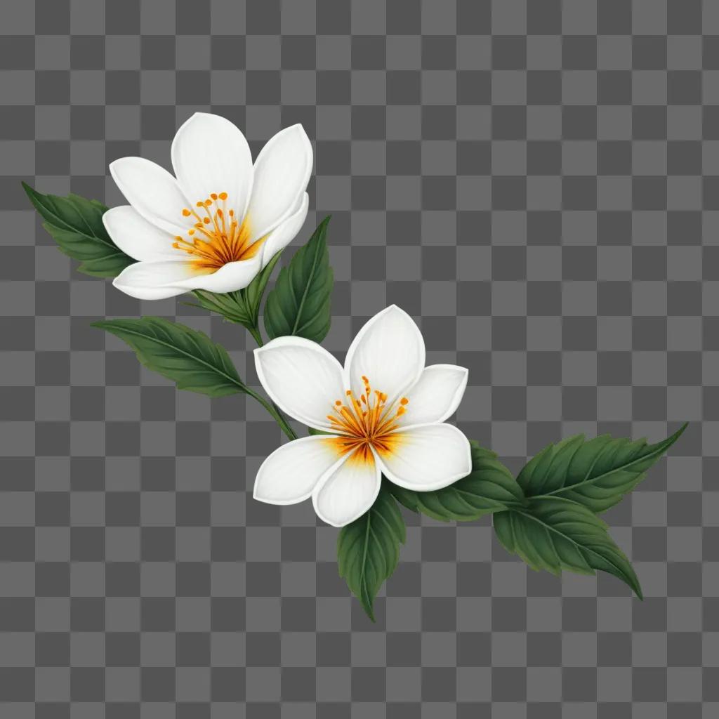 small flower drawing is set against a green background