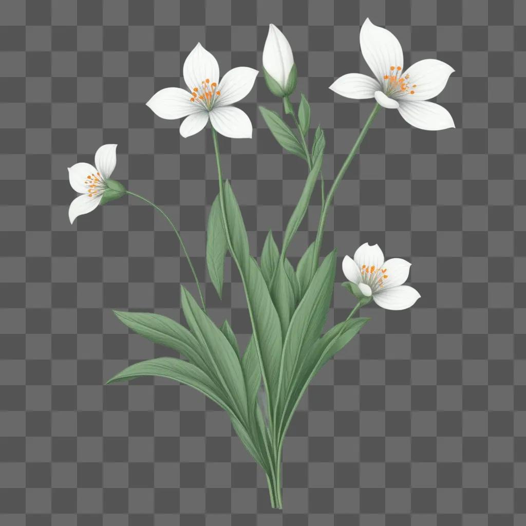 small flower drawing on a green background