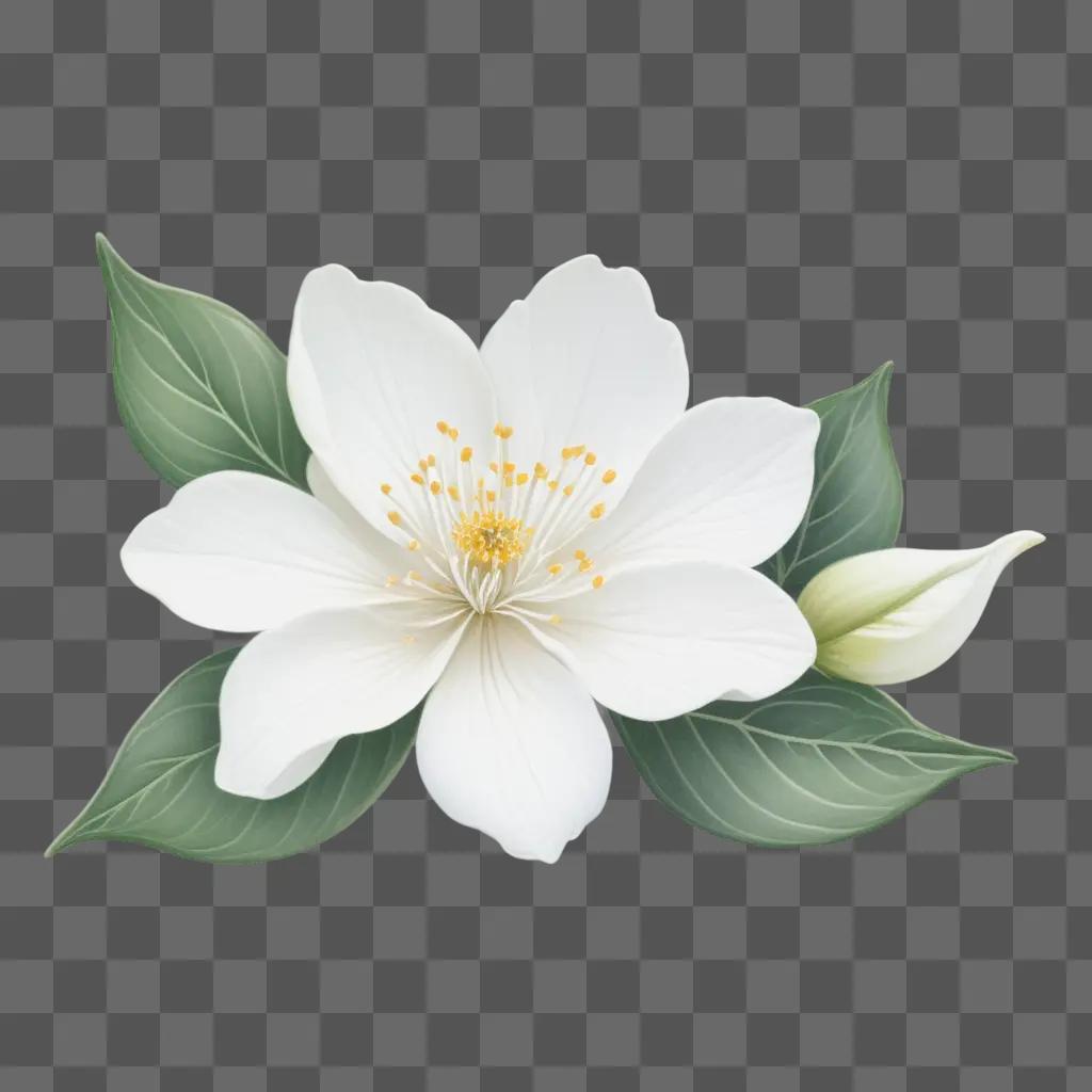 small white flower with green leaves