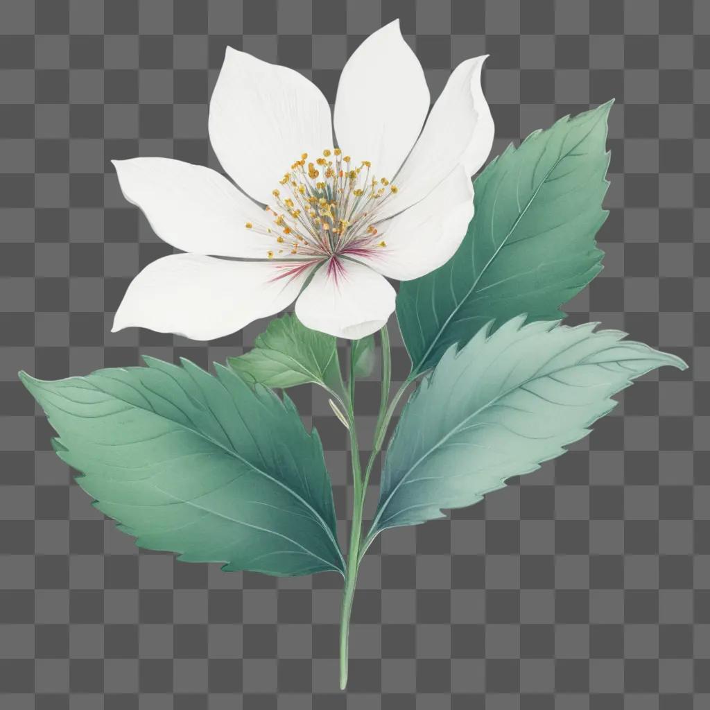 small white flower with green leaves