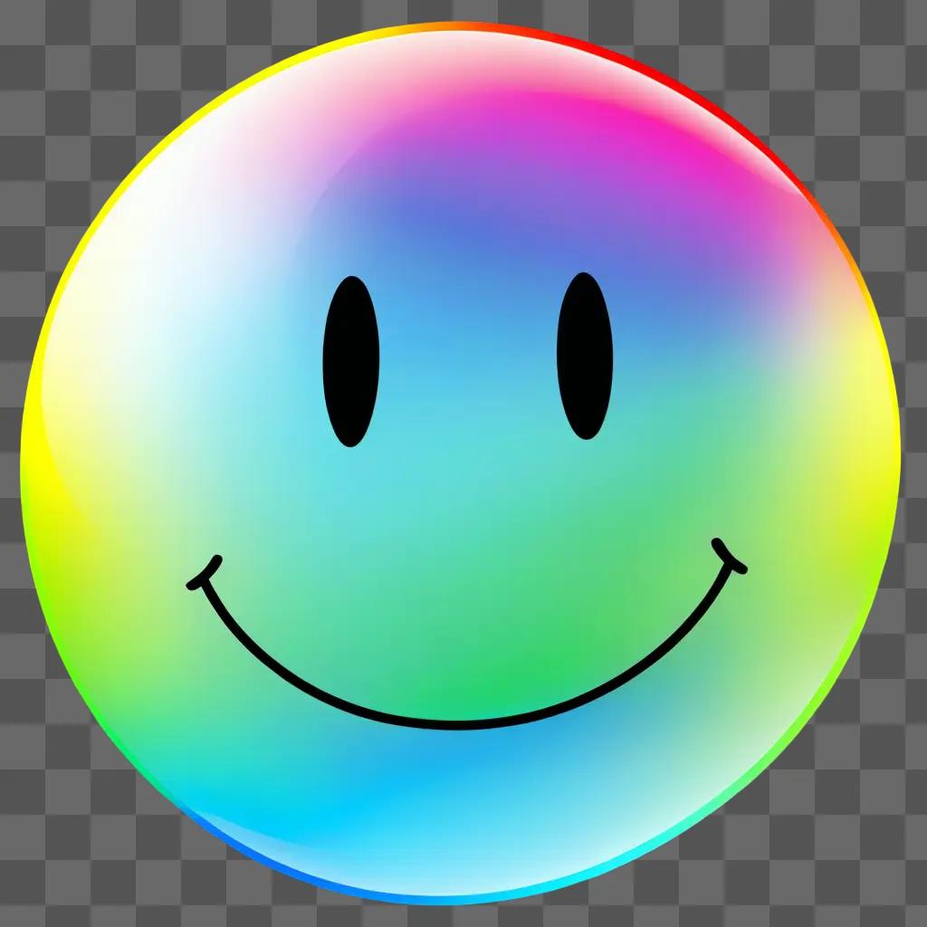 smiley face clipart sits in a rainbow background