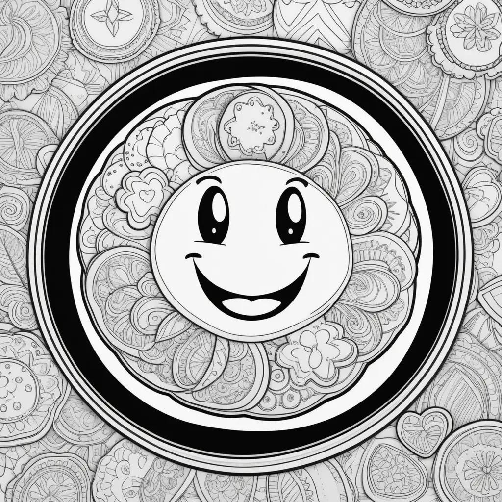 smiley face on a cookie coloring page