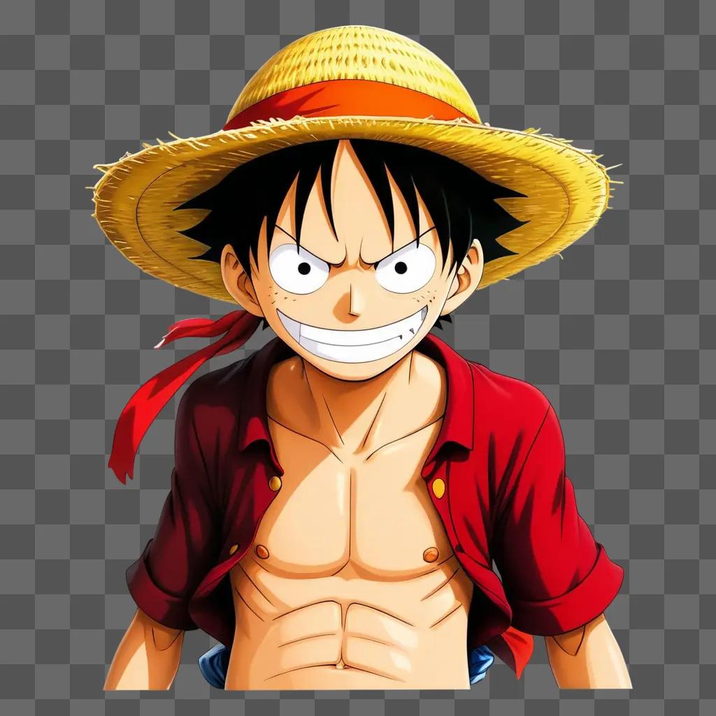 smiling Luffy with a red scarf