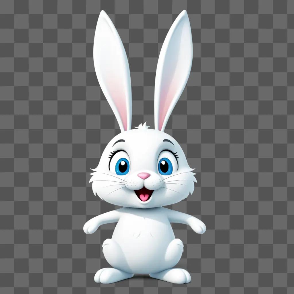 smiling cartoon bunny with blue eyes and big ears