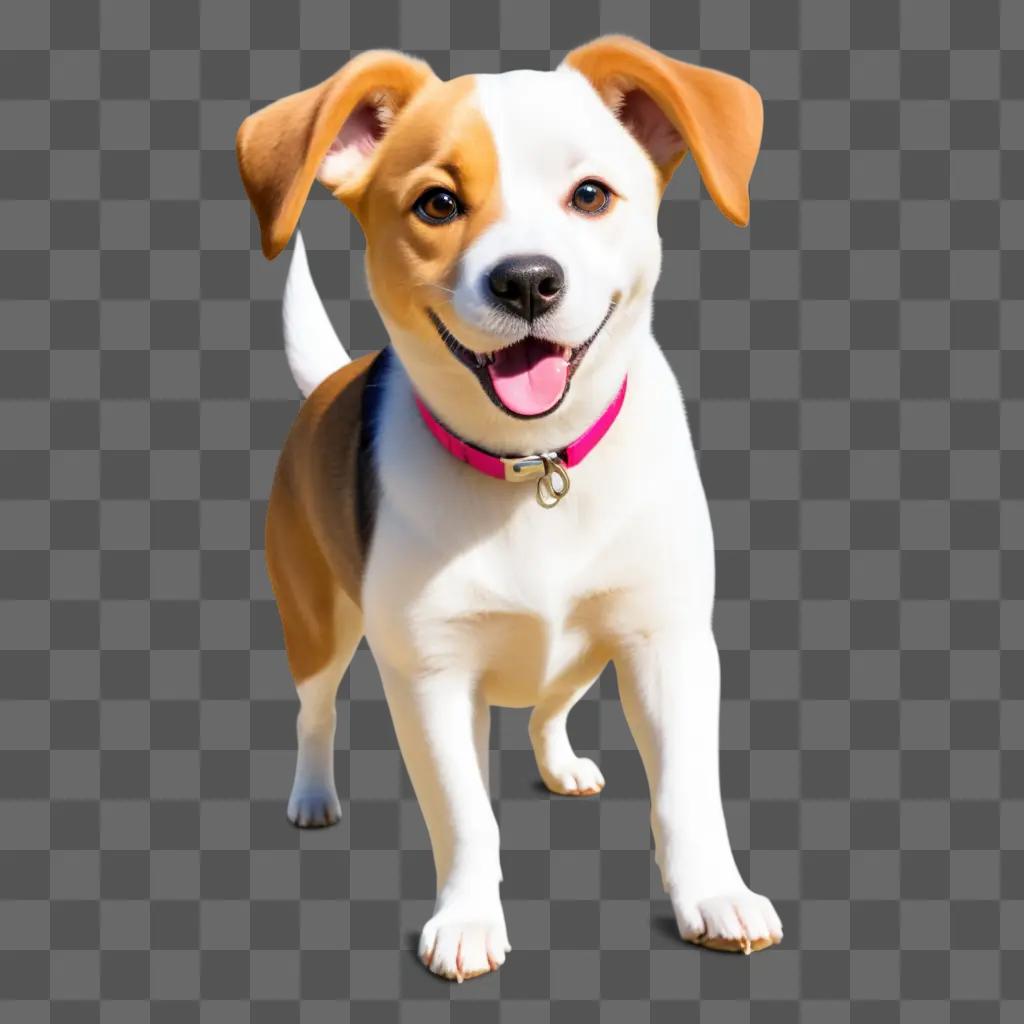 smiling clipart dog with a pink collar