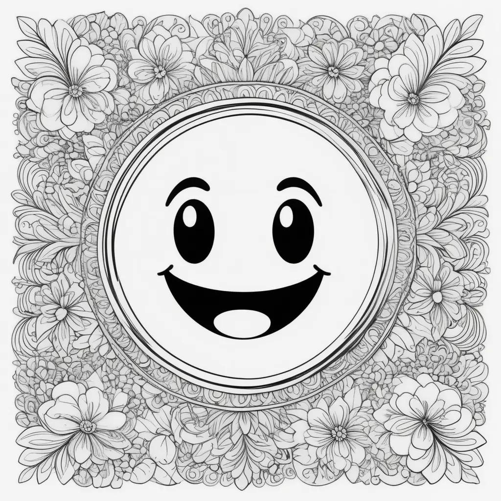 smiling emoji surrounded by a floral design