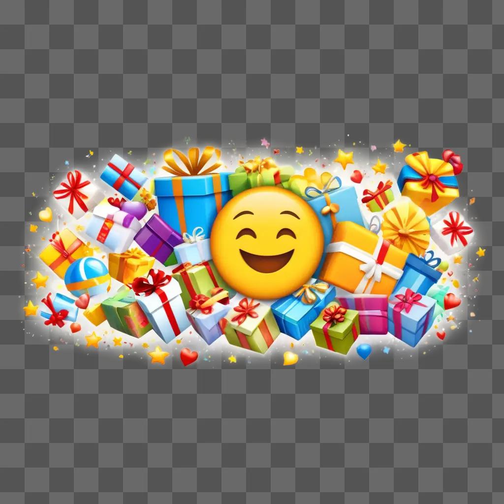 smiling gift emoji surrounded by gift packages