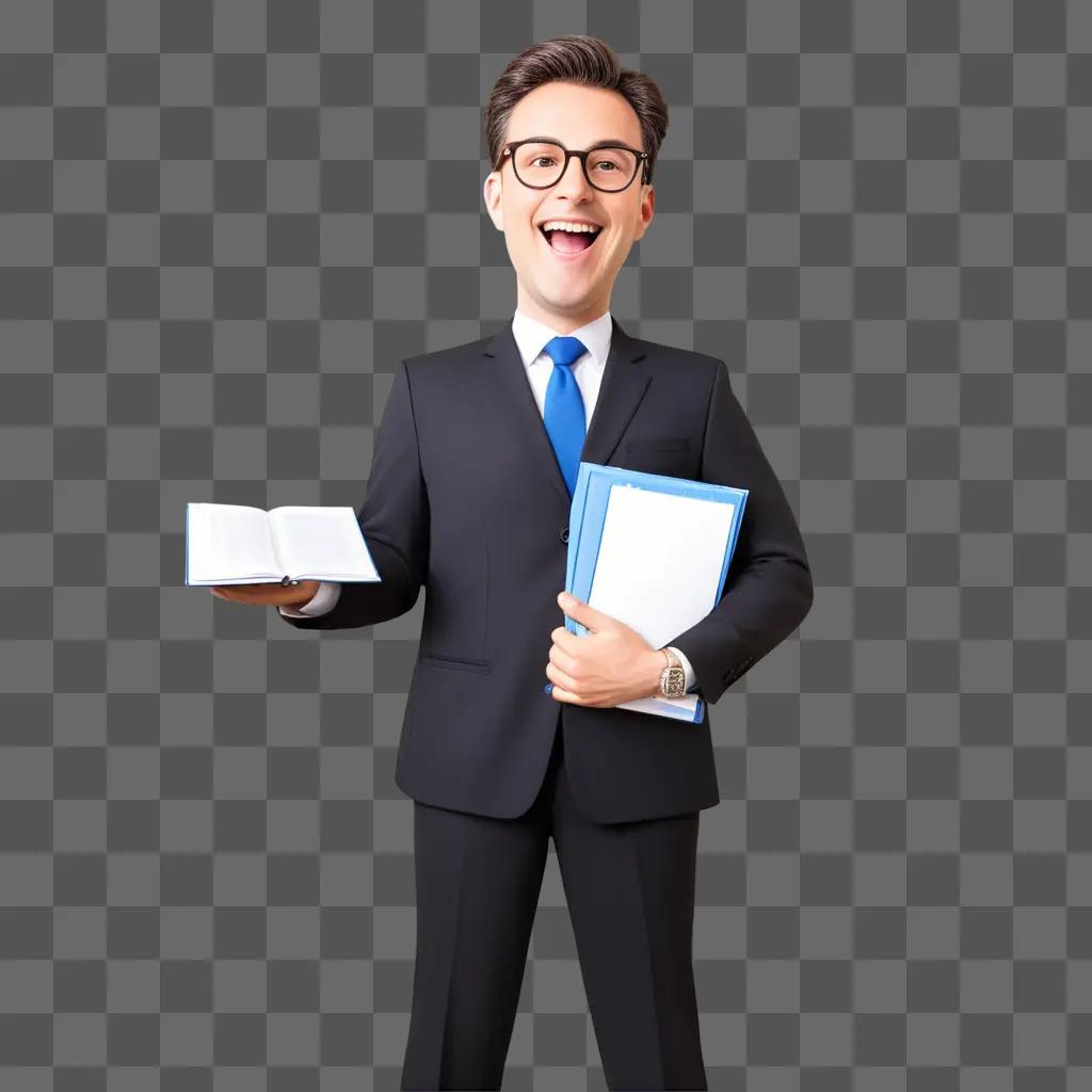 smiling lawyer holding a book and a folder