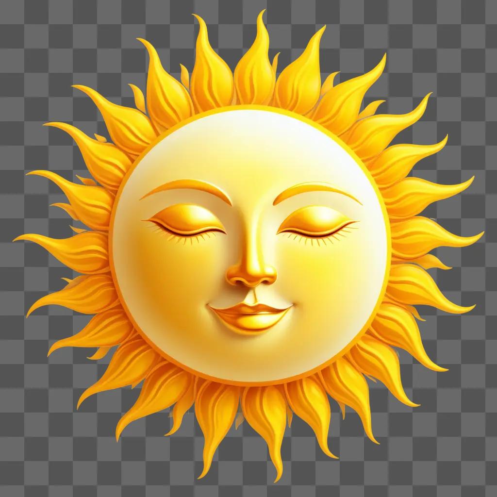 smiling sun clipart on a yellow background