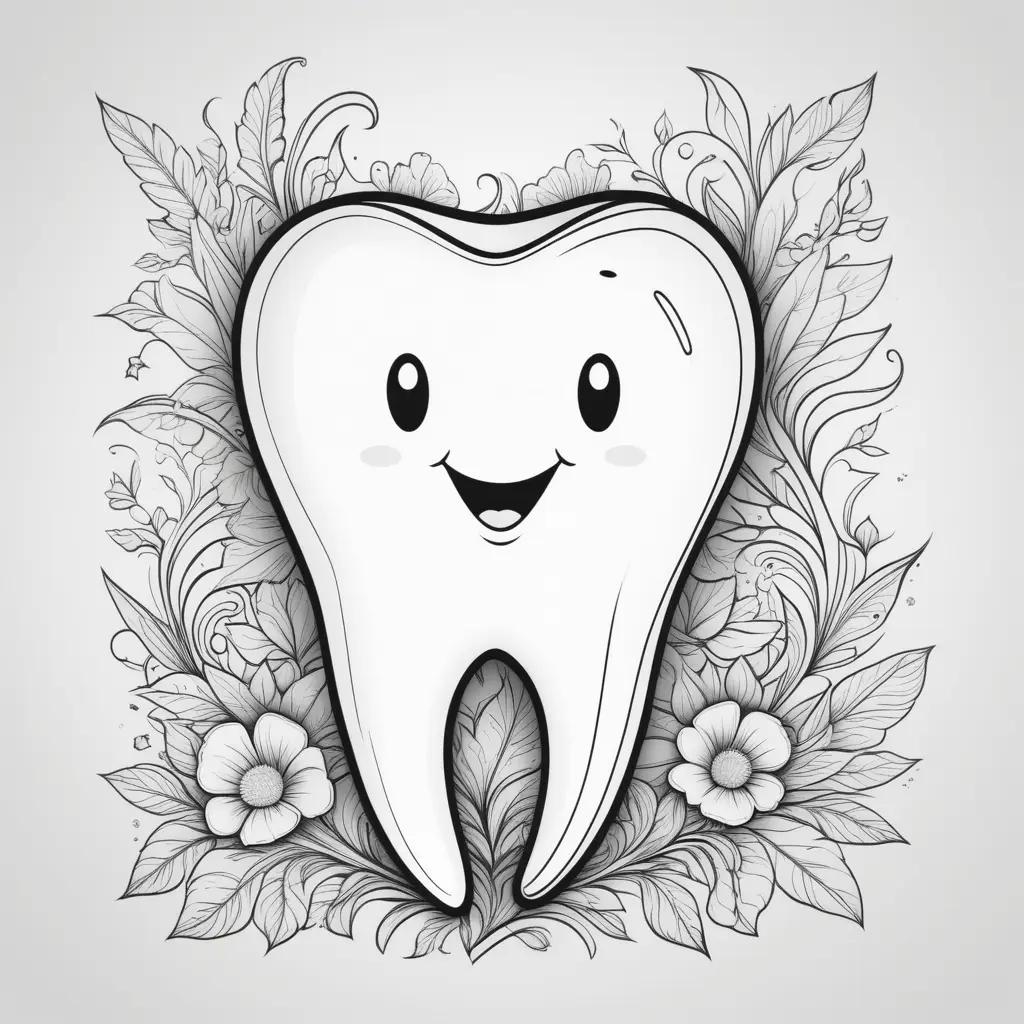 smiling tooth is surrounded by flowers