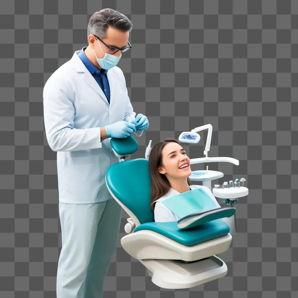 smiling woman sits in a dentists chair