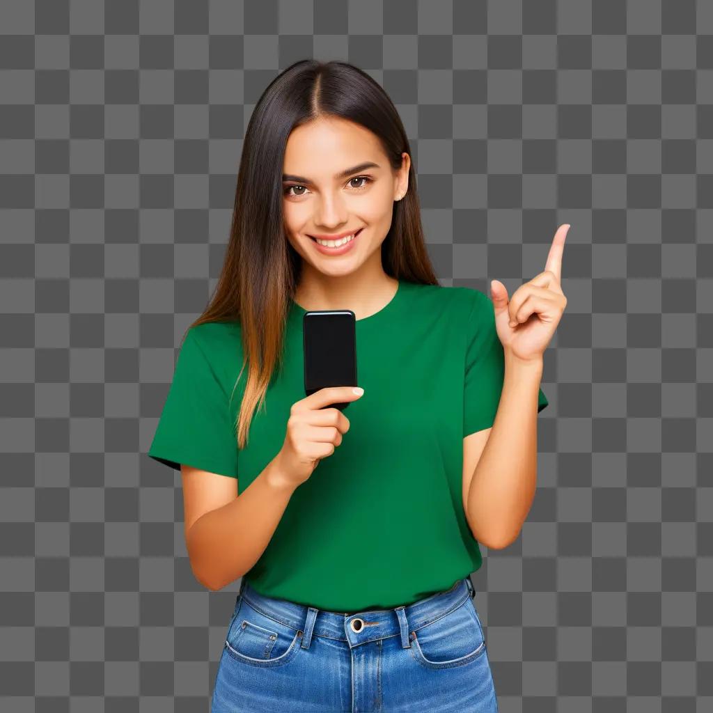 smiling woman with a cell phone in her hand