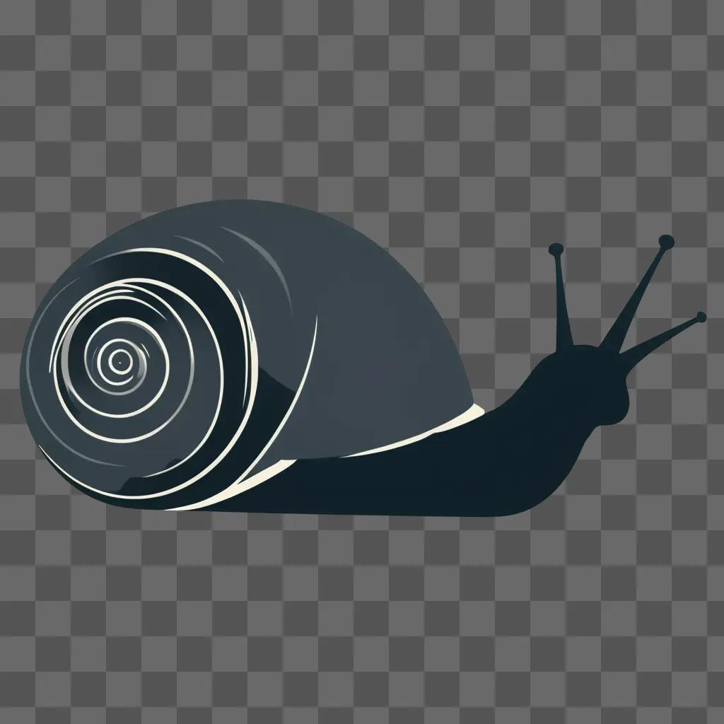 snail slides along the ground in a black and white clipart