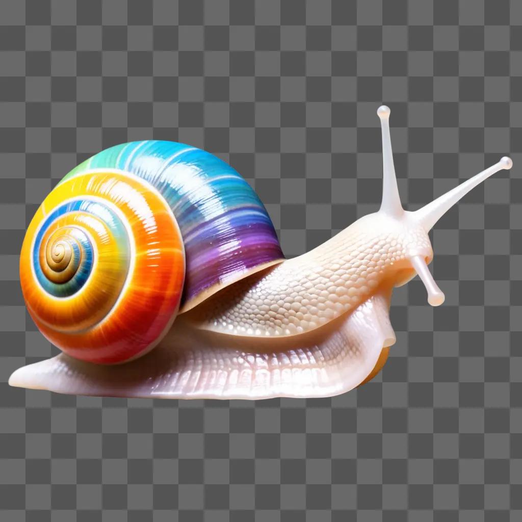 snail with a rainbow hue on a white background