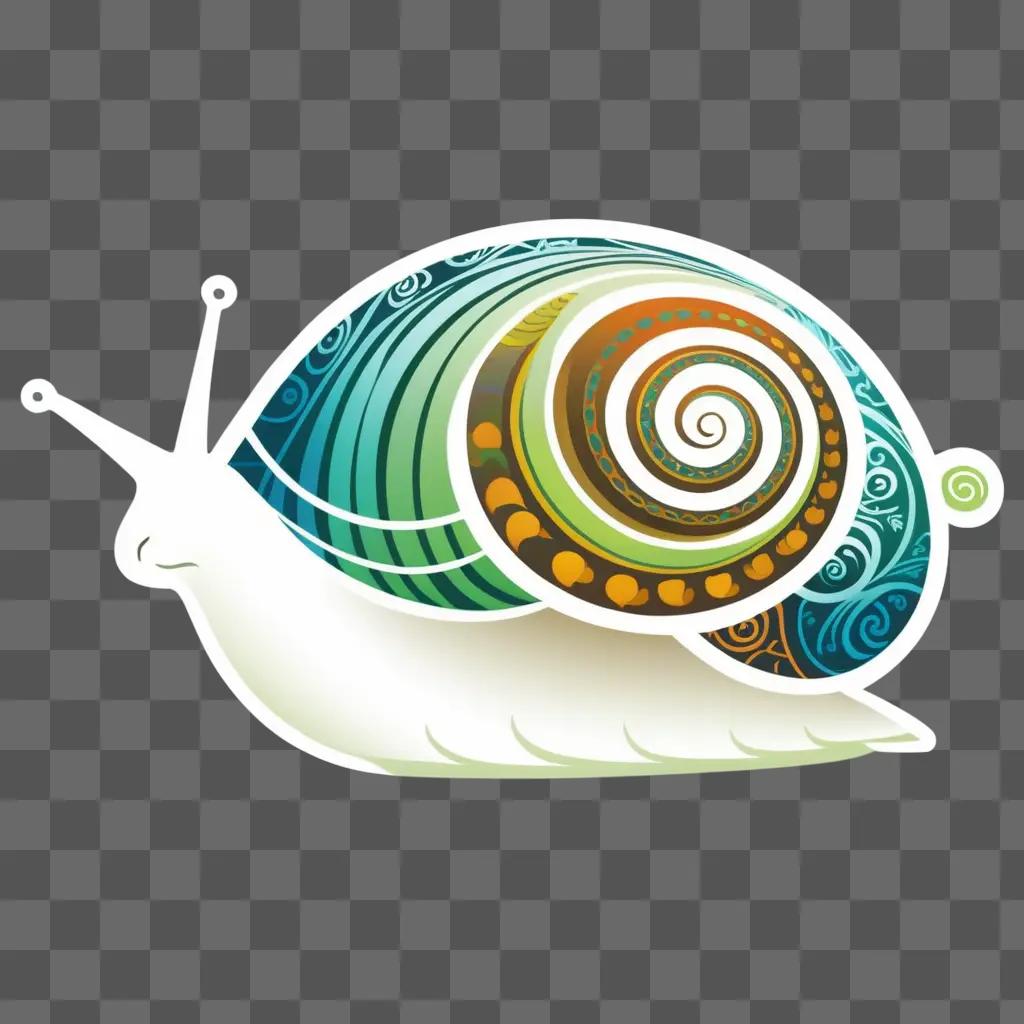 snail with spiral shell and multicolored spots