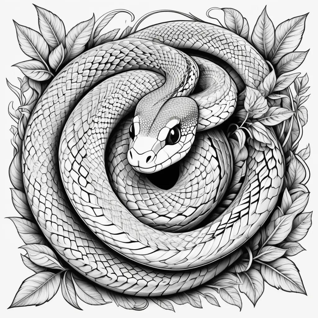 snake coloring page in black and white