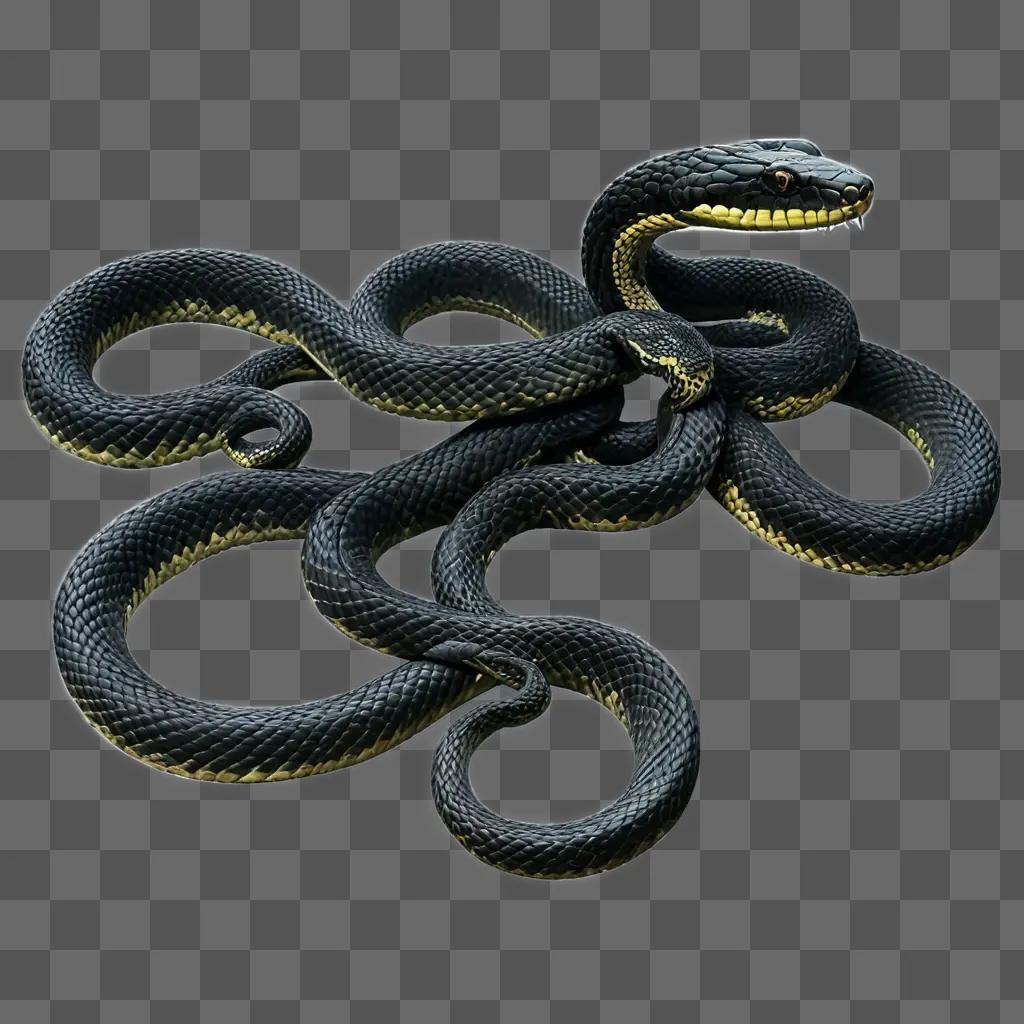 snake drawing for kids A black snake with yellow stripes on its belly