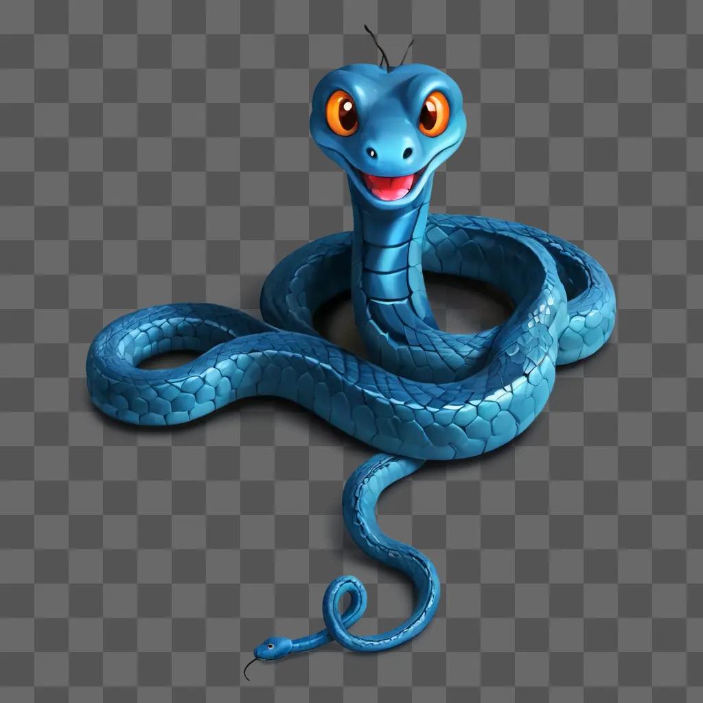 snake drawing for kids A cartoon blue snake with eyes and a smile