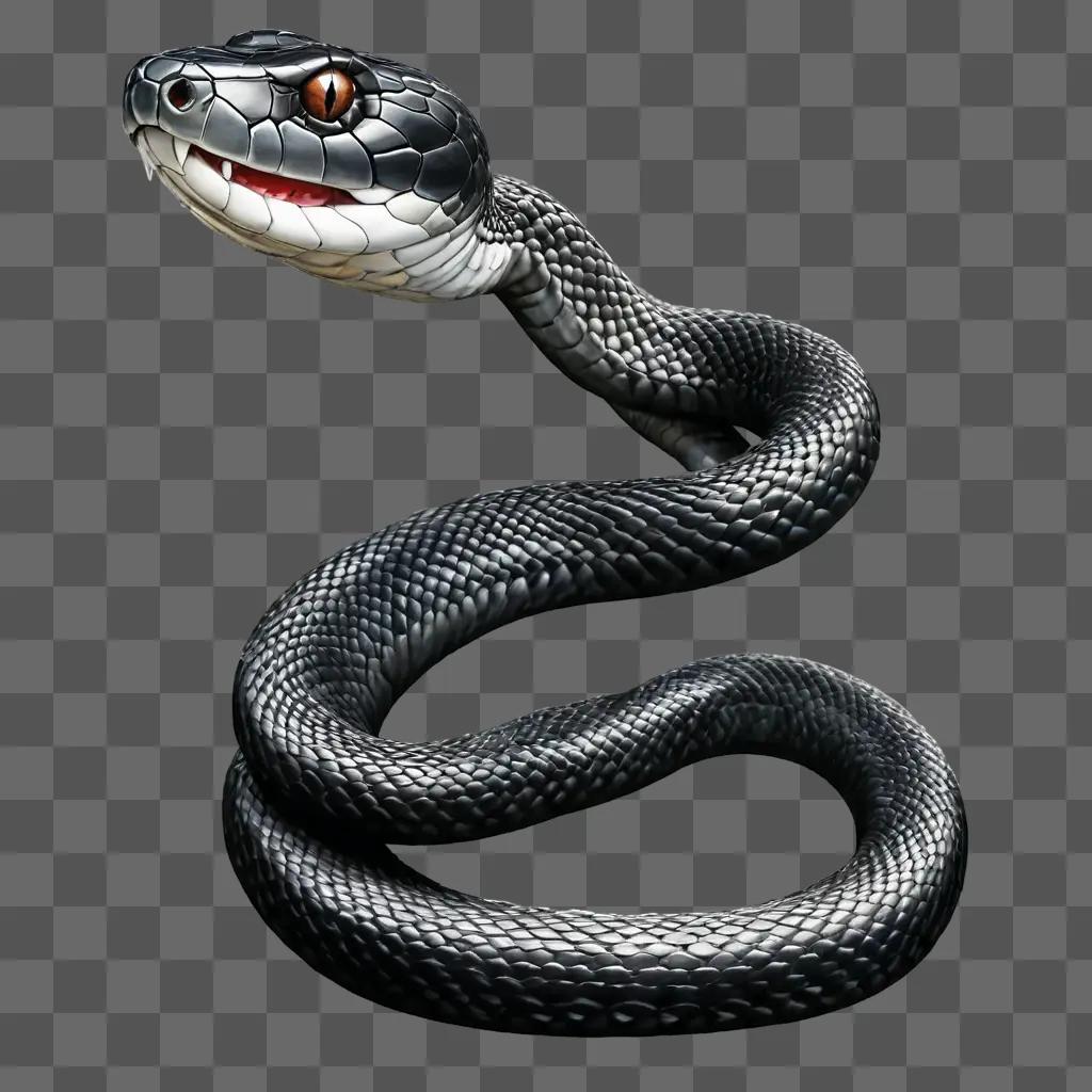 snake drawing realistic A snake with a red eye and black tongue