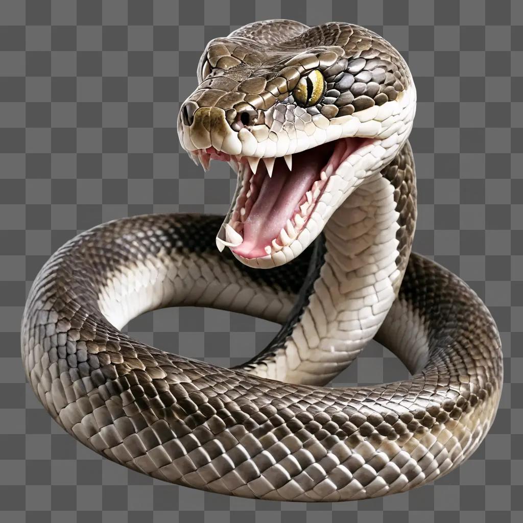 snake drawing realistic A snake with a white belly and black head