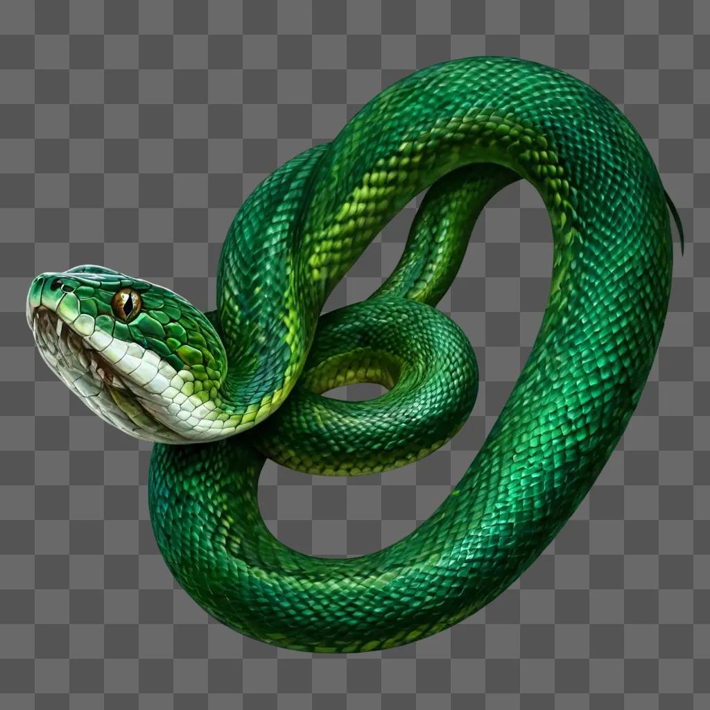 snake drawing realistic A snake with green scales wrapped around itself