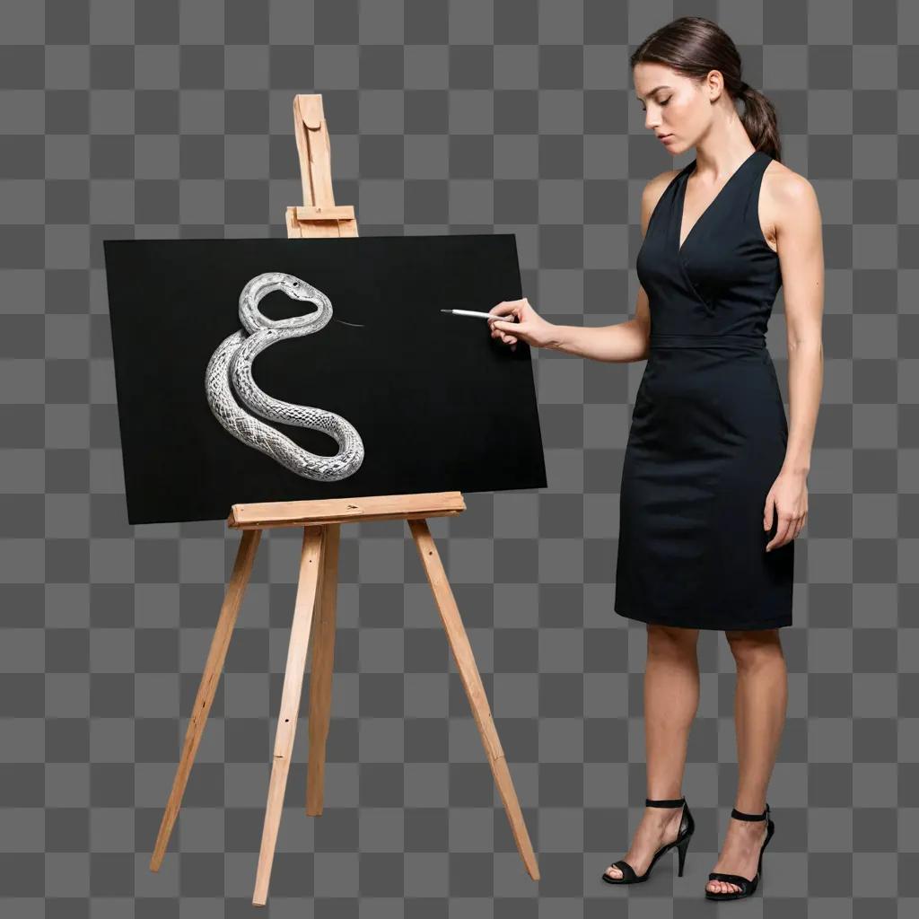 snake drawing realistic Woman drawing a snake on a blackboard