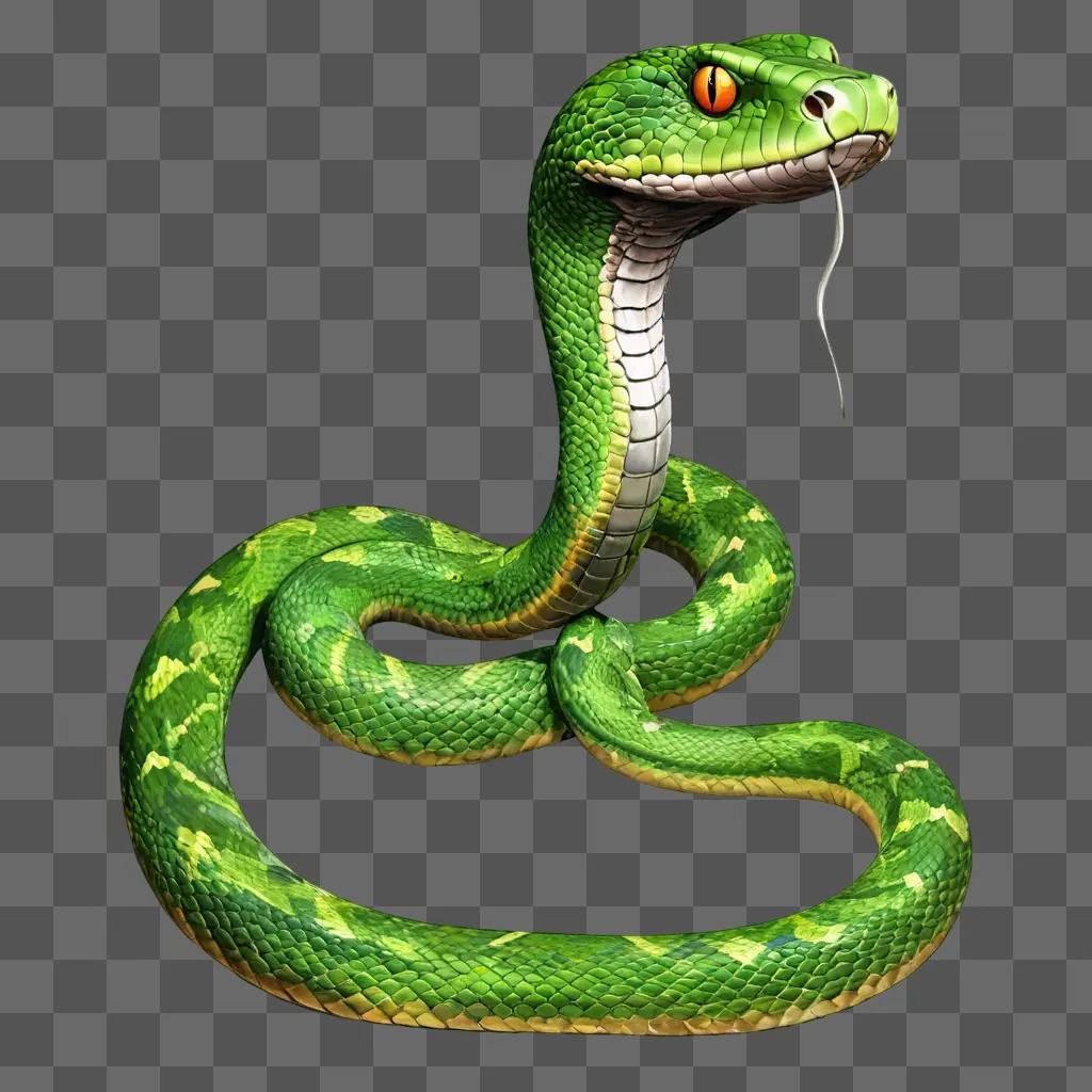 snake drawing with colour A green snake with yellow eyes and a black tail