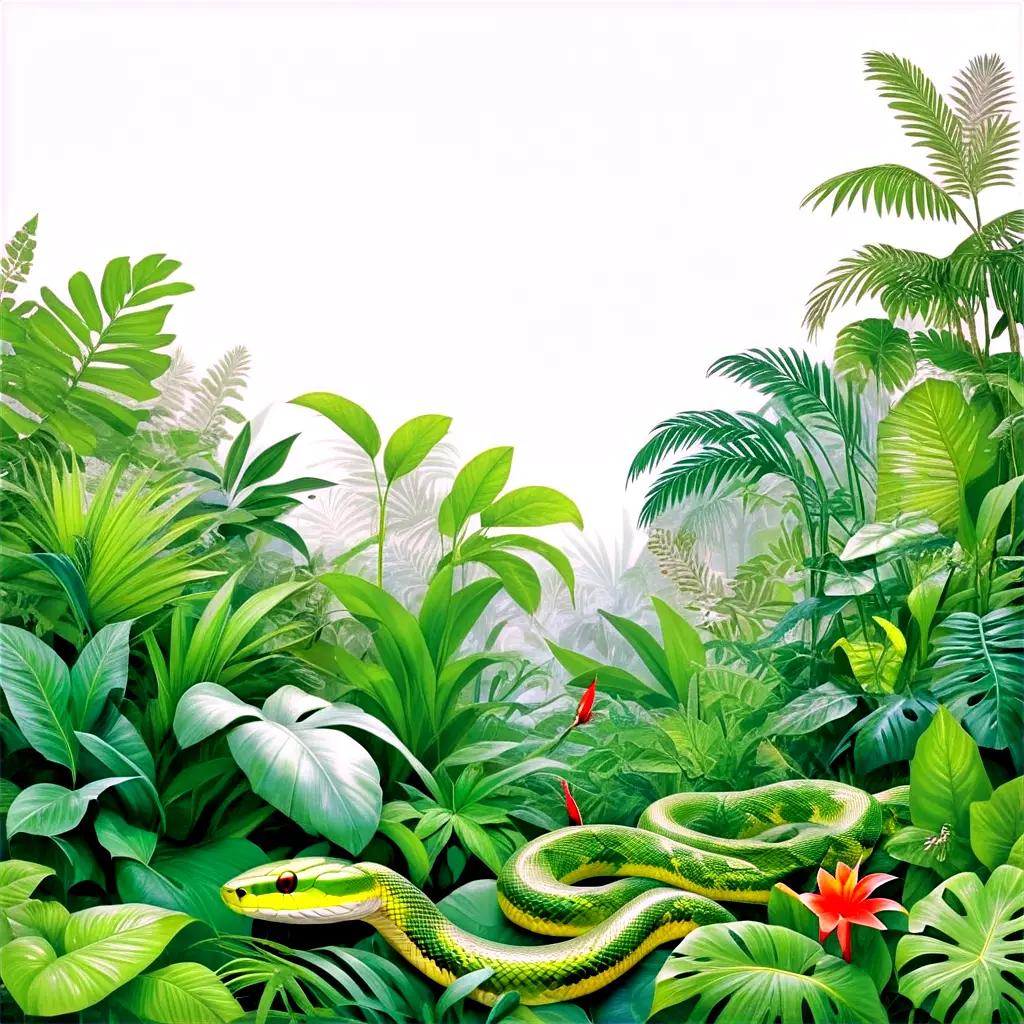 snake free jungle scene with colorful leaves