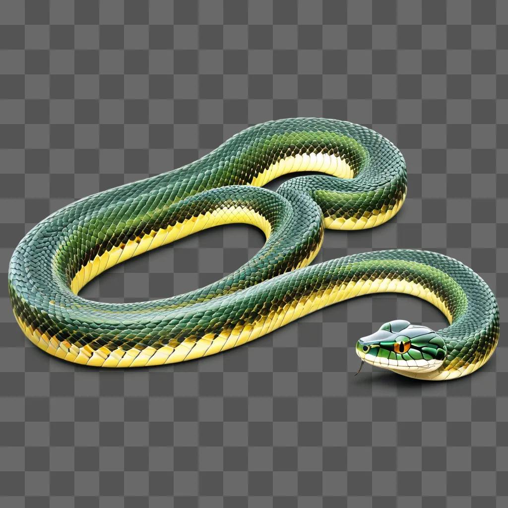 snake with green and yellow scales on a green background