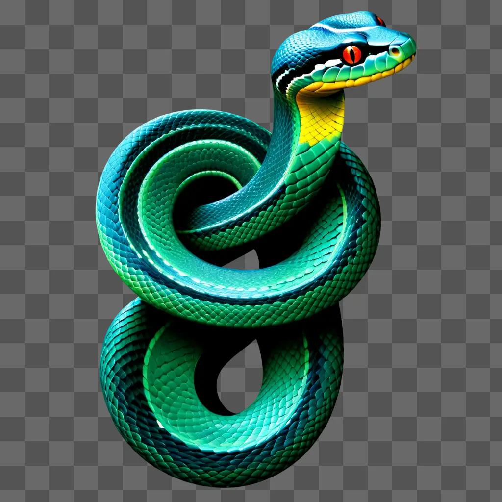 snake wrapped around a green background