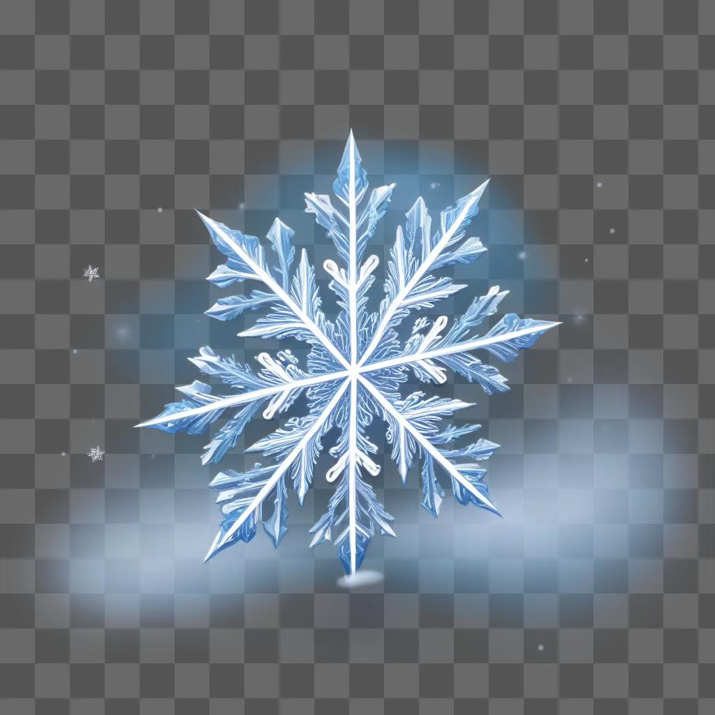 snowflake floats in the air on a blue background