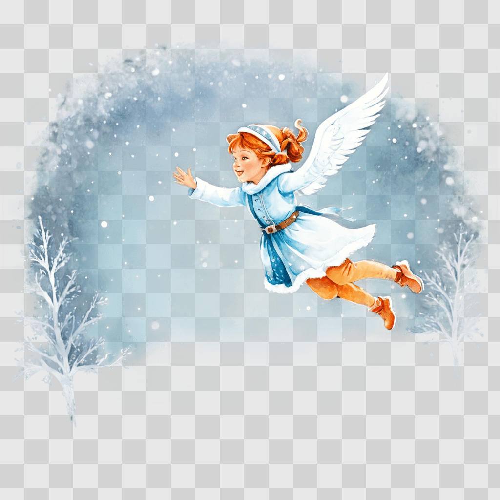 snowy christmas background A fairy dances among the snowflakes