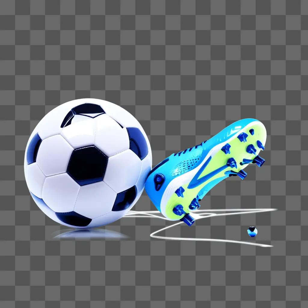 soccer ball with a blue and yellow shoe