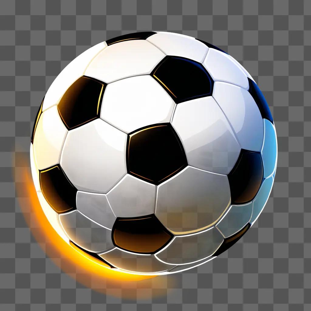 soccer ball with a glowing effect is on a grey background