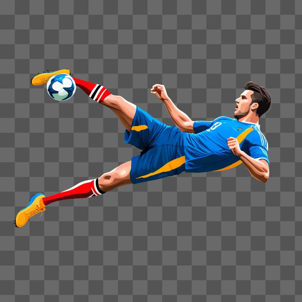 soccer player kicking a ball in the air