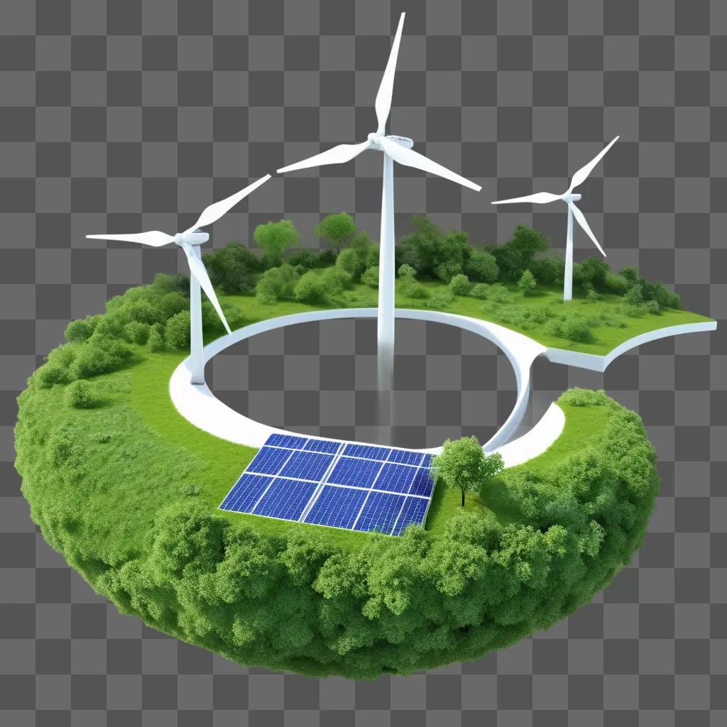 グリーン環境で風力タービンを動力源とするソーラーパネル