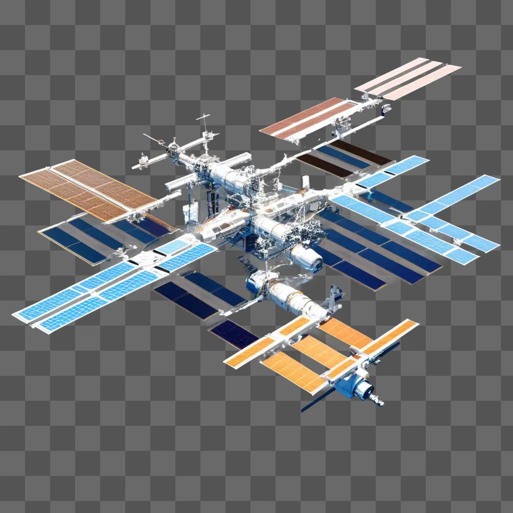 space station with solar panels and a docking station