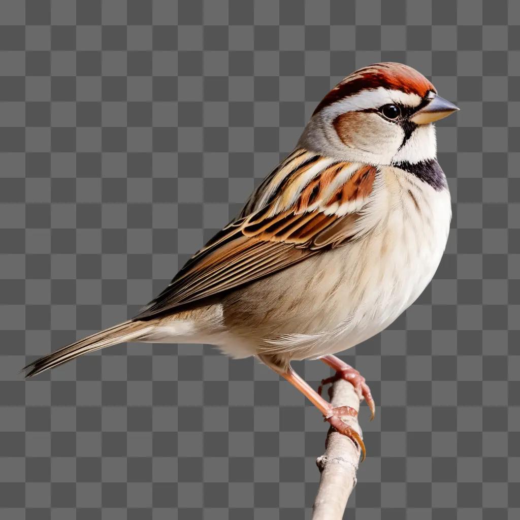 sparrow perches on a branch