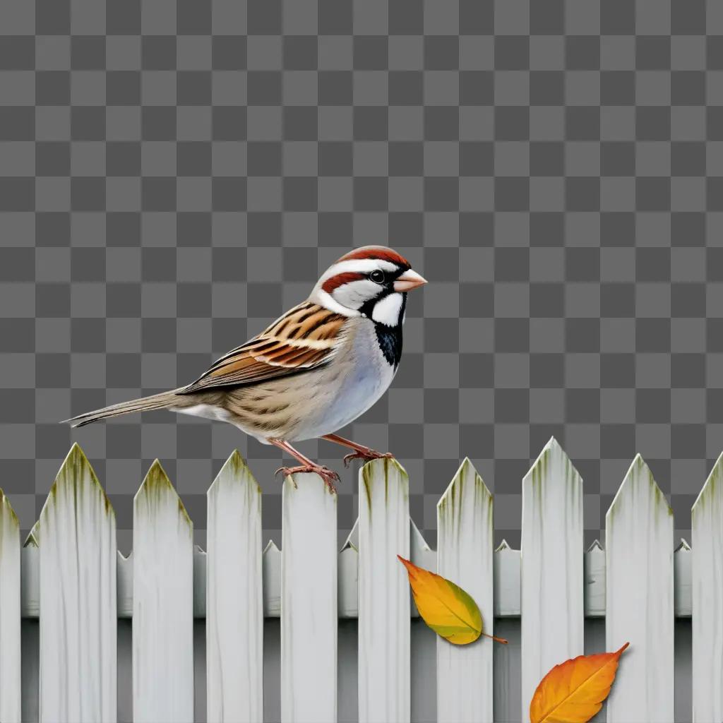 sparrow sits on a fence post